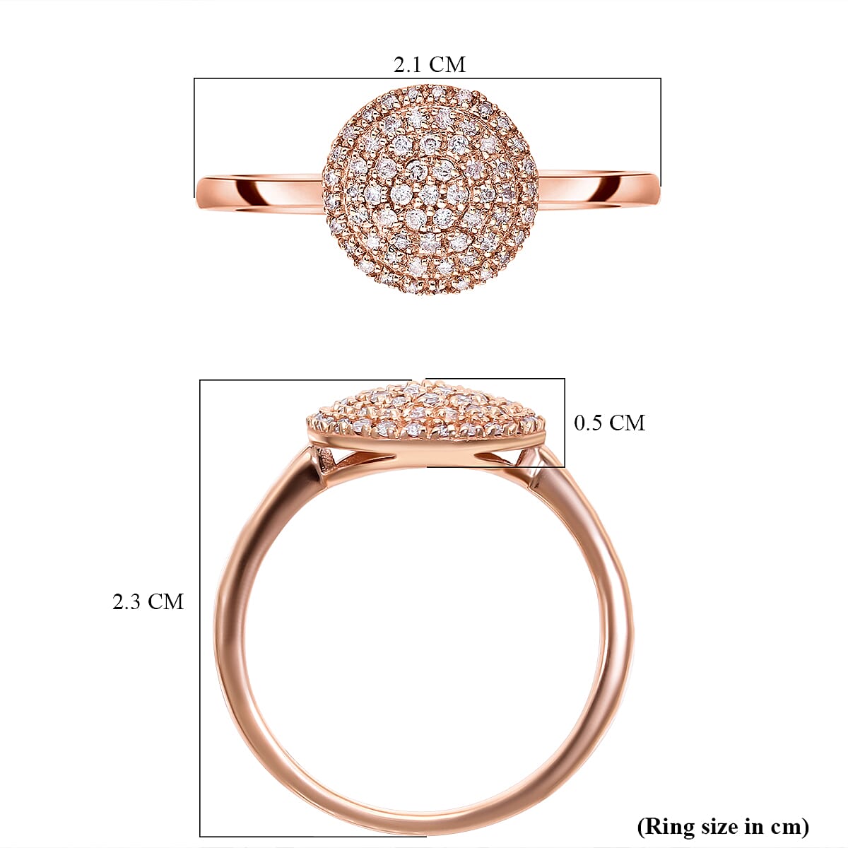 9K Rose Gold Natural Pink Diamond Cluster Ring 0.34 Ct.