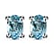 Solitaire Aquamarine Stud Earrings in Platinum Plated Sterling Silver