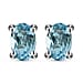 Solitaire Aquamarine Stud Earrings in Gold Plated Sterling Silver