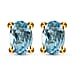 Solitaire Aquamarine Stud Earrings in Gold Plated Sterling Silver