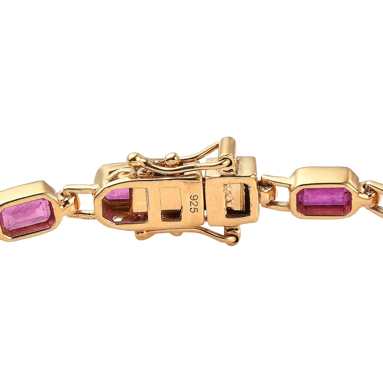 African Ruby Link Bracelet Size - 7.5) in 14K Gold Overlay Sterling Silver 8.34 Ct, Silver Wt. 10.31 Gms
