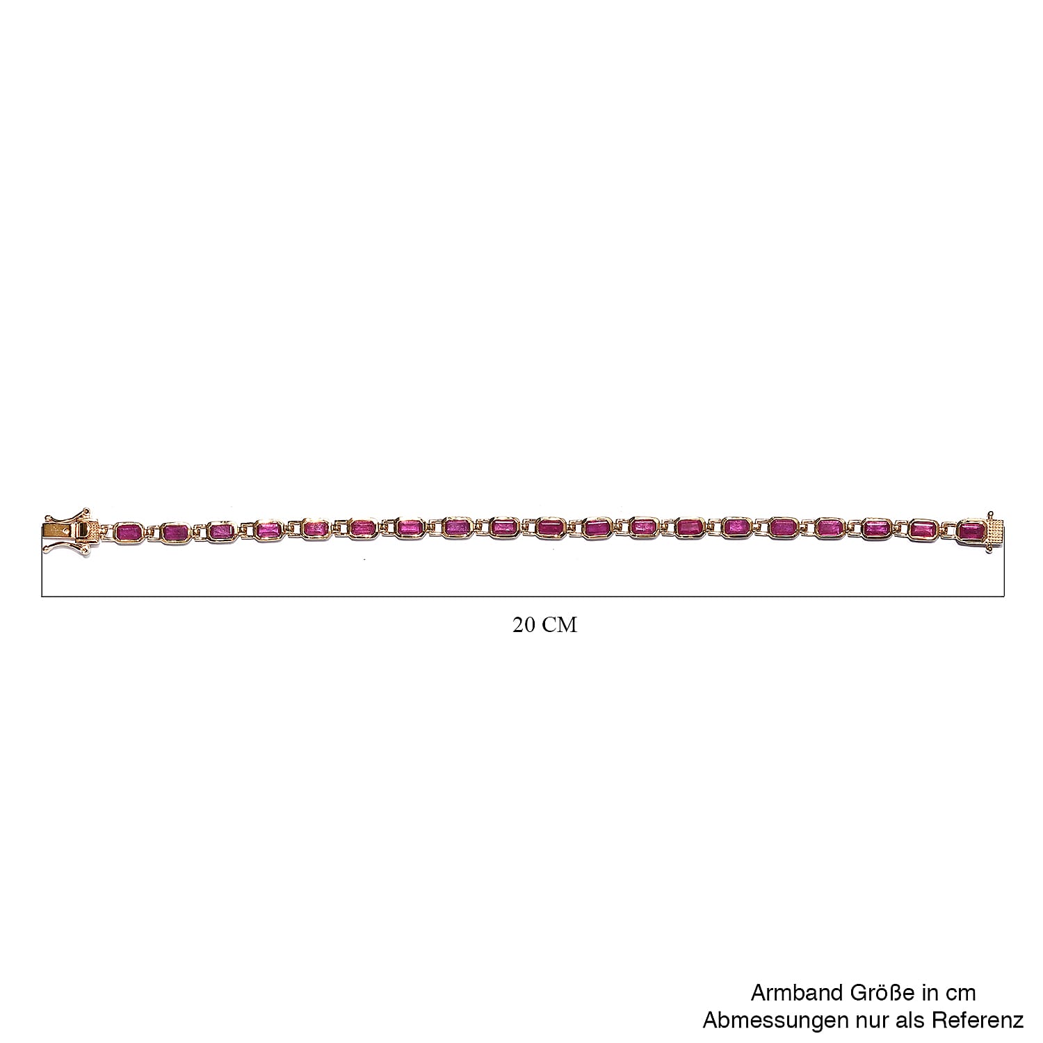 African Ruby Link Bracelet Size - 7.5) in 14K Gold Overlay Sterling Silver 8.34 Ct, Silver Wt. 10.31 Gms