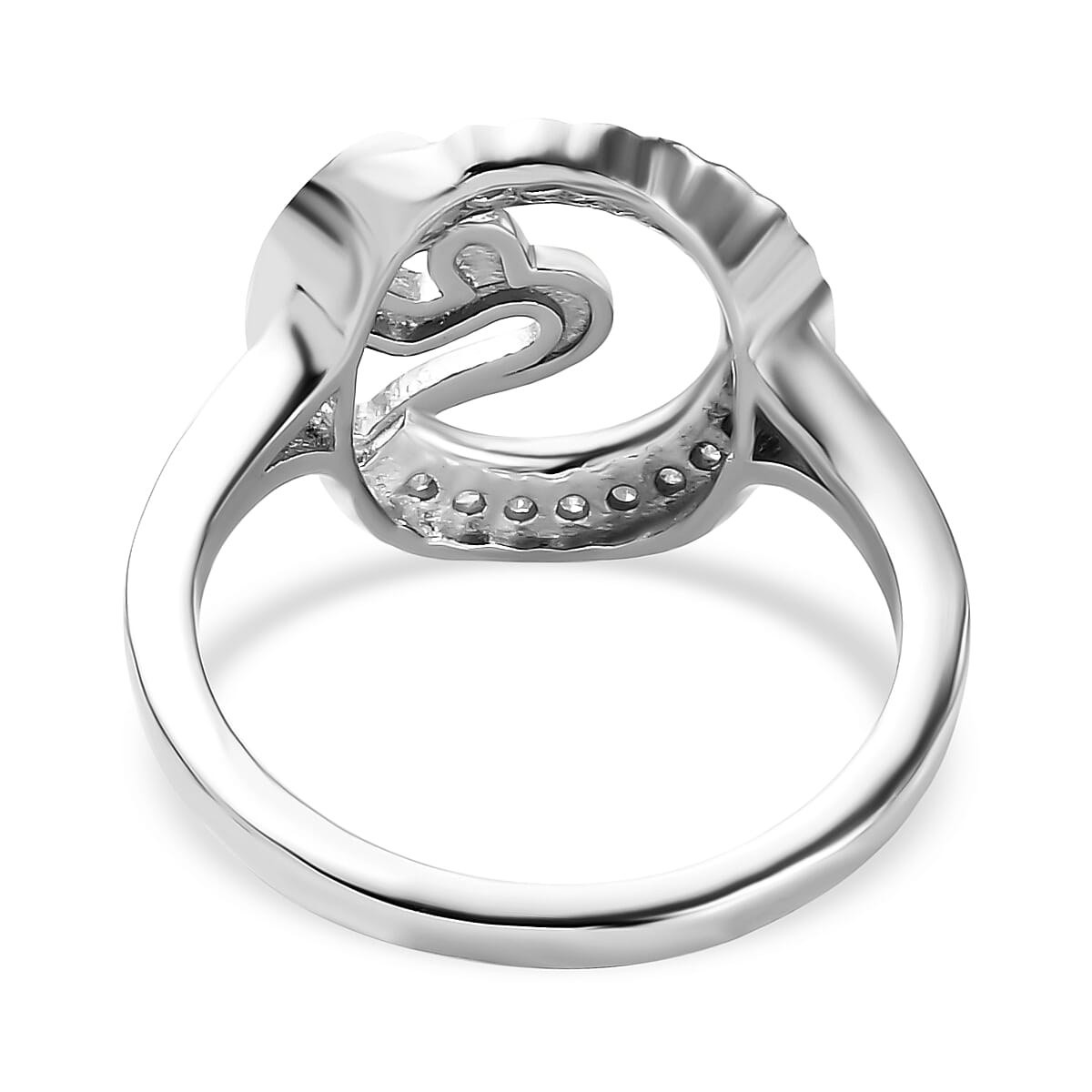 Diamond Mother Love Heart Ring in Platinum and Yellow Gold Overlay Sterling Silver 0.16 Ct.