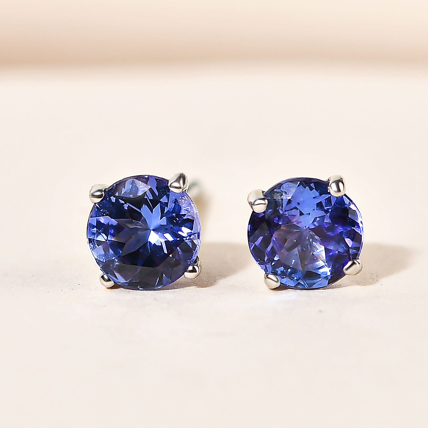 RHAPSODY 950 Platinum AAAA Tanzanite Stud Earrings With Screw Back 1.10 Ct.