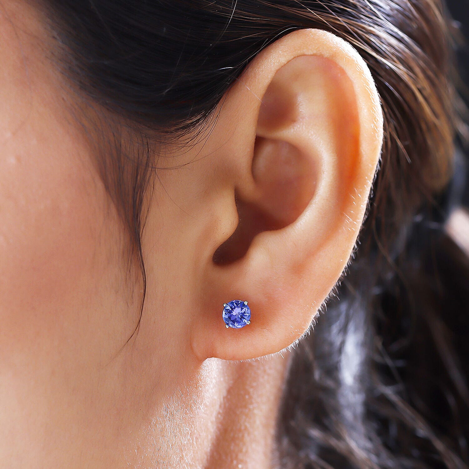 RHAPSODY 950 Platinum AAAA Tanzanite Stud Earrings With Screw Back 1.10 Ct.