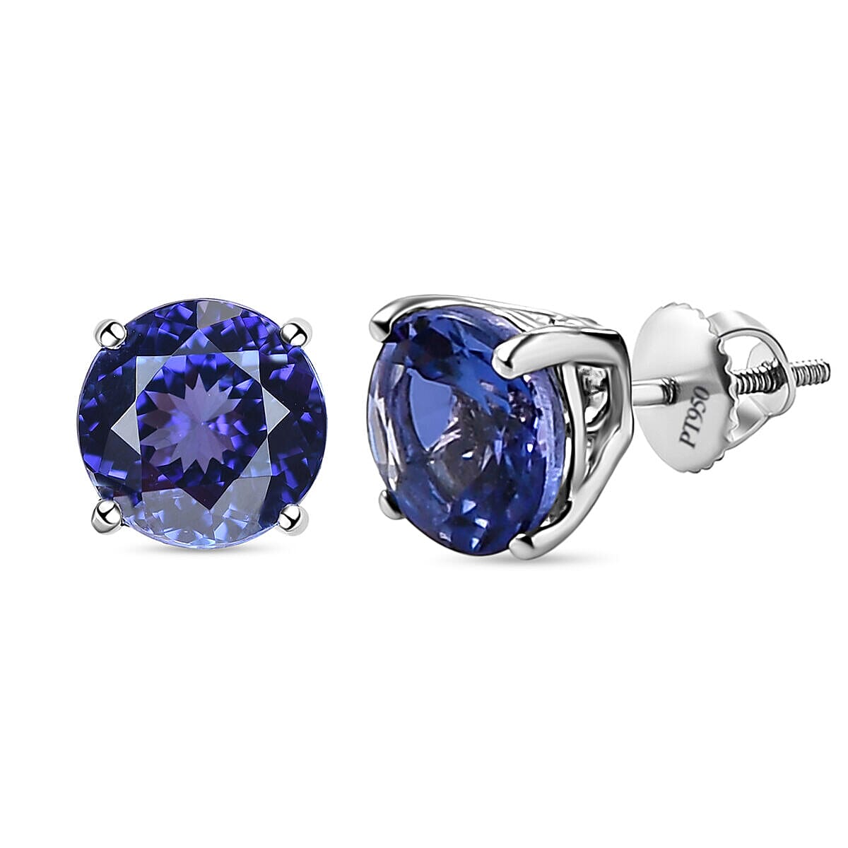 RHAPSODY 950 Platinum AAAA Tanzanite Stud Earrings With Screw Back 1.10 Ct.