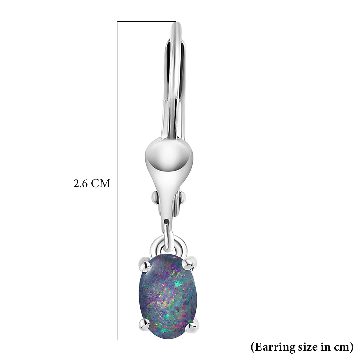Australian Boulder Opal Triplet Dangling Earrings (With Lever Back) in Platinum Overlay Sterling Silver