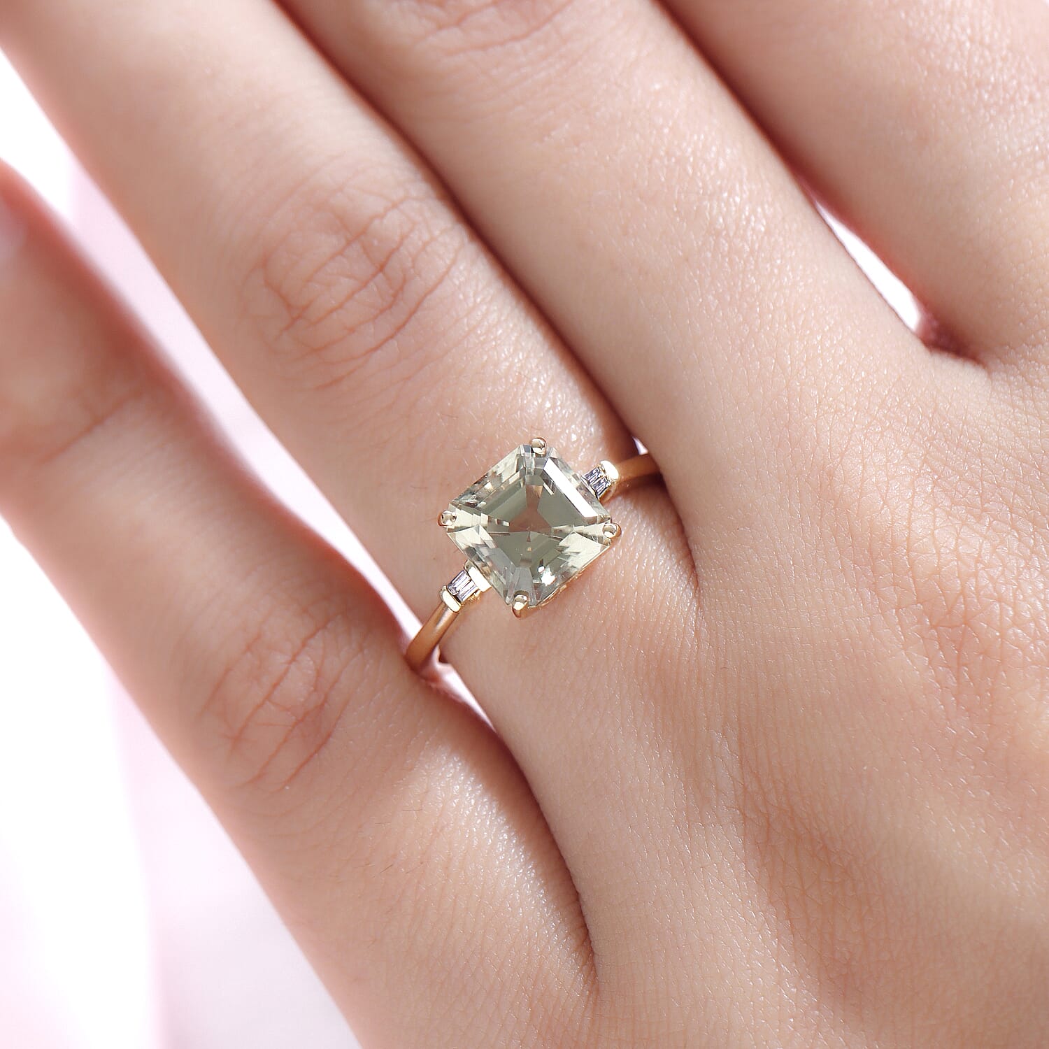 ILIANA 18K Yellow Gold AAA Turkizite (Asscher Cut) and Diamond Ring 3.05 Ct.