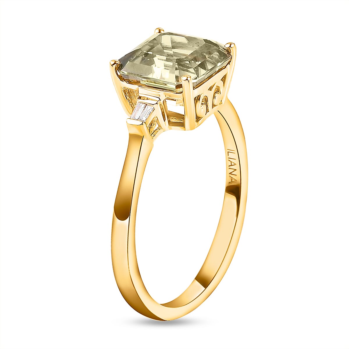 ILIANA 18K Yellow Gold AAA Turkizite (Asscher Cut) and Diamond Ring 3.05 Ct.
