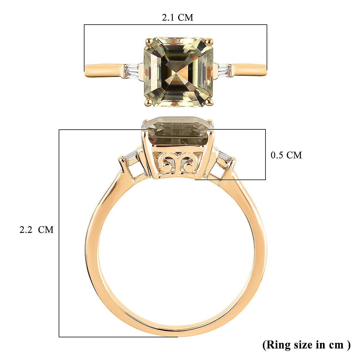 ILIANA 18K Yellow Gold AAA Turkizite (Asscher Cut) and Diamond Ring 3.05 Ct.