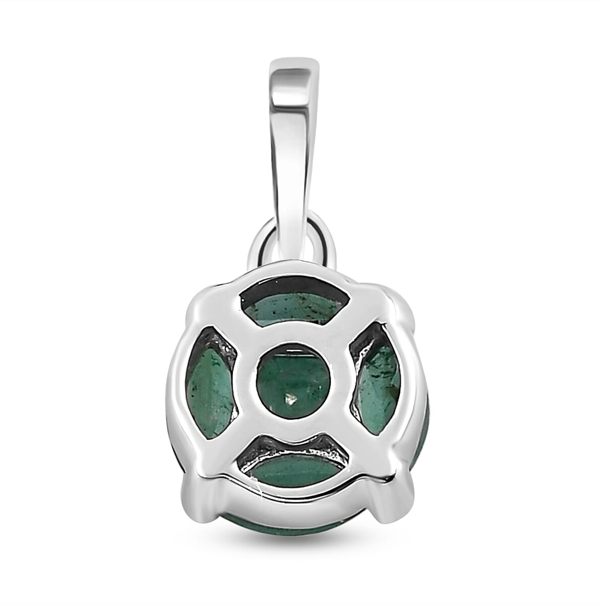 Premium Emerald Pendant in Platinum Overlay Sterling Silver 1.00 Ct