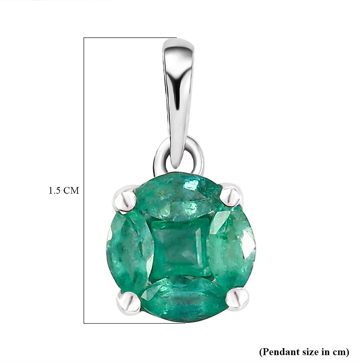 Premium Emerald Pendant in Platinum Overlay Sterling Silver 1.00 Ct