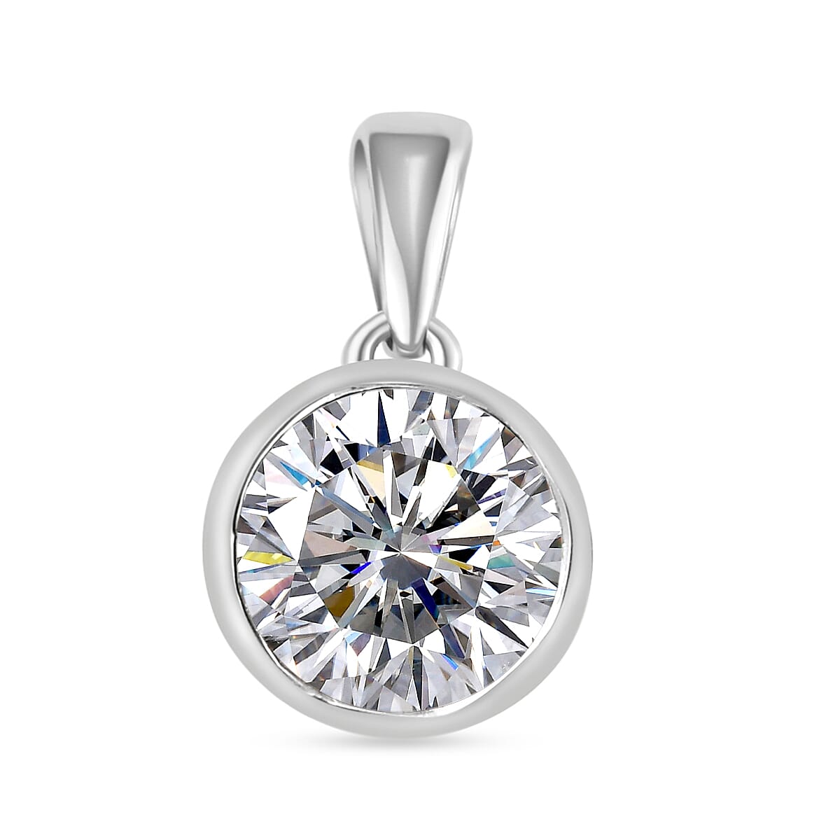 Moissanite Pendant in Platinum Overlay Sterling Silver 1.8 Ct.