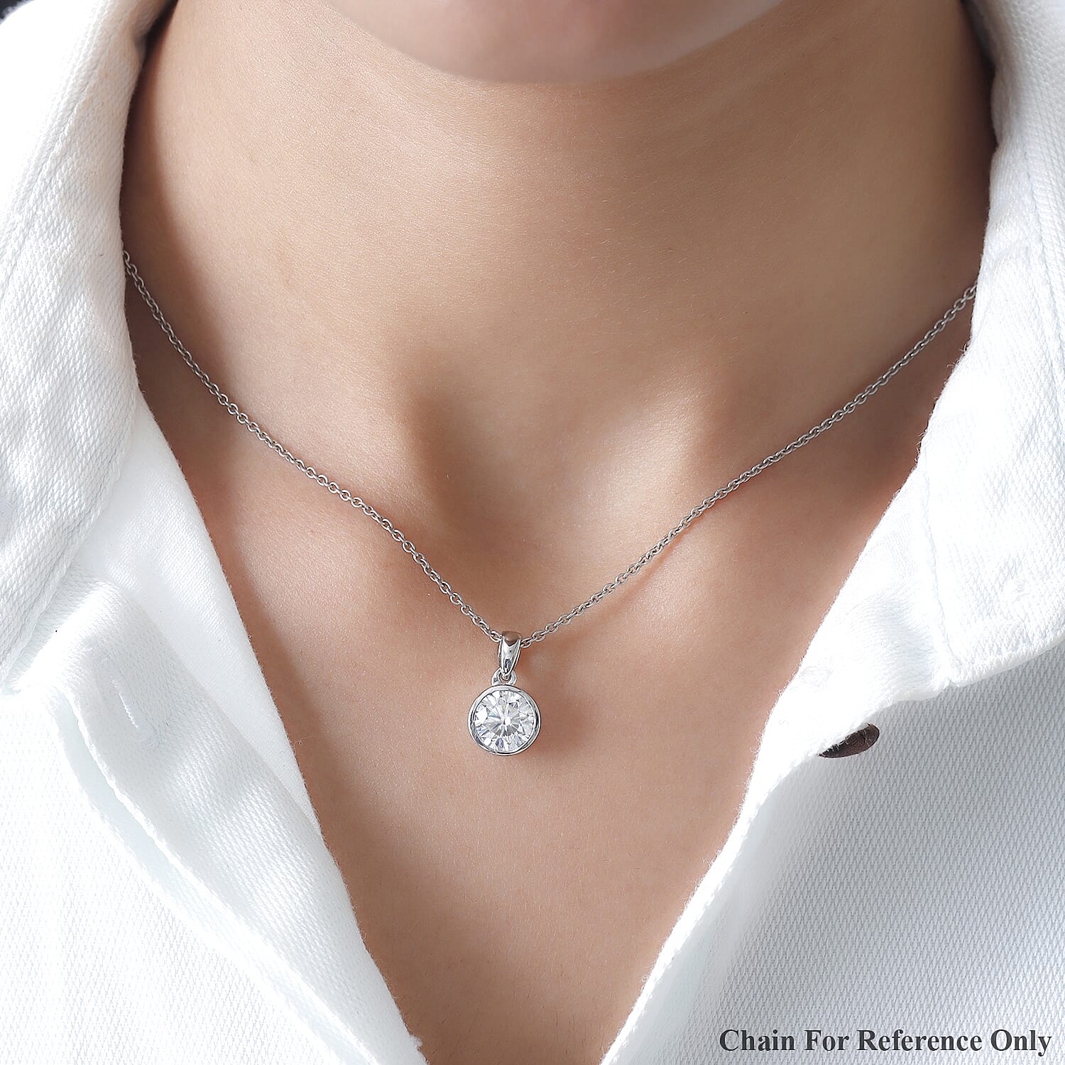 Moissanite Pendant in Platinum Overlay Sterling Silver 1.8 Ct.