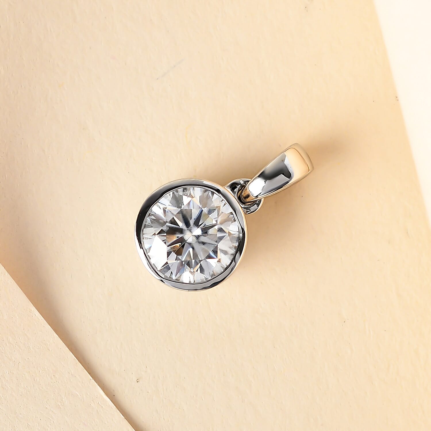 Moissanite Pendant in Platinum Overlay Sterling Silver 1.8 Ct.