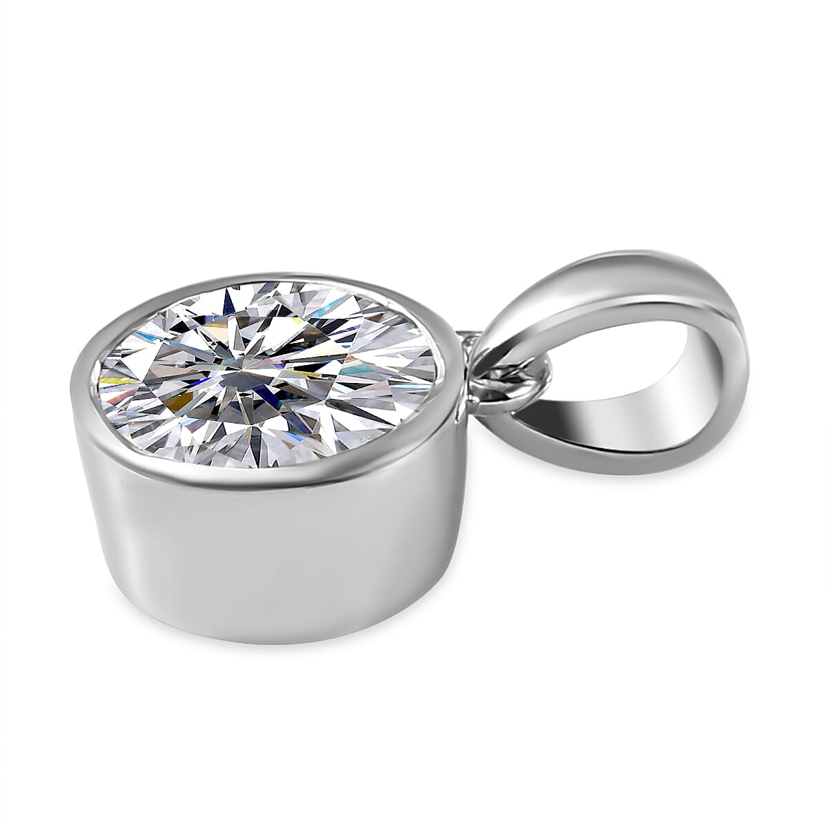 Moissanite Pendant in Platinum Overlay Sterling Silver 1.8 Ct.