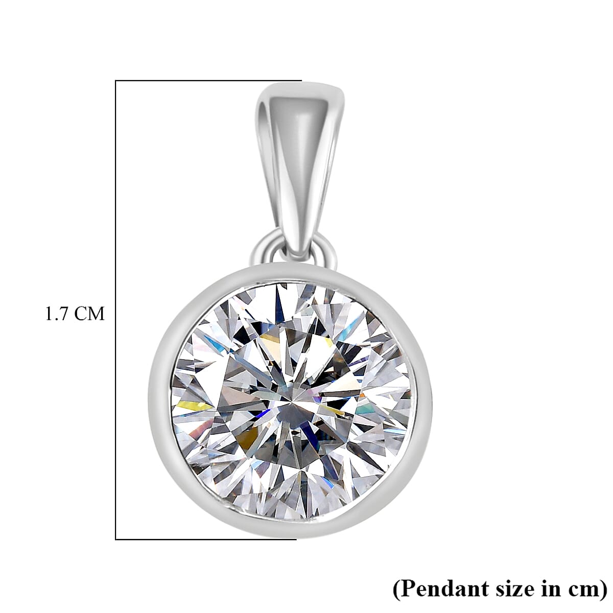 Moissanite Pendant in Platinum Overlay Sterling Silver 1.8 Ct.