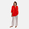 Tamsy Linen Blend Long Line Roll up Sleeve Blouse (Size L,16-18) - Red