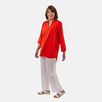 https://tjcuk.sirv.com/Products/87/3/8732812/Tamsy-Linen-Blend-Long-Line-Roll-up-Sleeve-Blouse-Size-S-8-10-Red_8732812_2.jpg?w=342&h=342