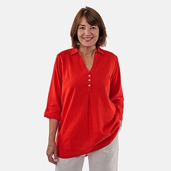 https://tjcuk.sirv.com/Products/87/3/8732812/Tamsy-Linen-Blend-Long-Line-Roll-up-Sleeve-Blouse-Size-S-8-10-Red_8732812_3.jpg?w=342&h=342