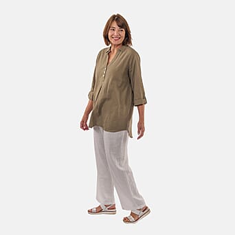 https://tjcuk.sirv.com/Products/87/3/8732826/Tamsy-Linen-Blend-Long-Line-Roll-up-Sleeve-Blouse-Size-S-8-10-Olive_8732826_2.jpg?w=342&h=342