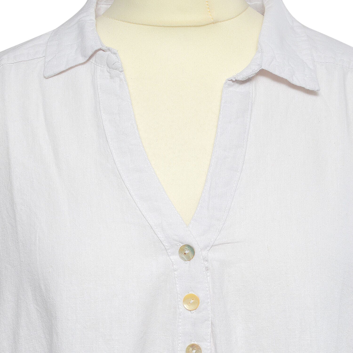 Tamsy Linen Blend Long Line Roll up Sleeve Blouse (Size L,16-18) - Red