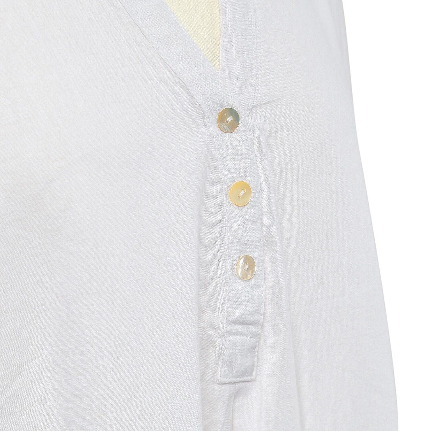 Tamsy Linen Blend Long Line Roll up Sleeve Blouse (Size L,16-18) - Red