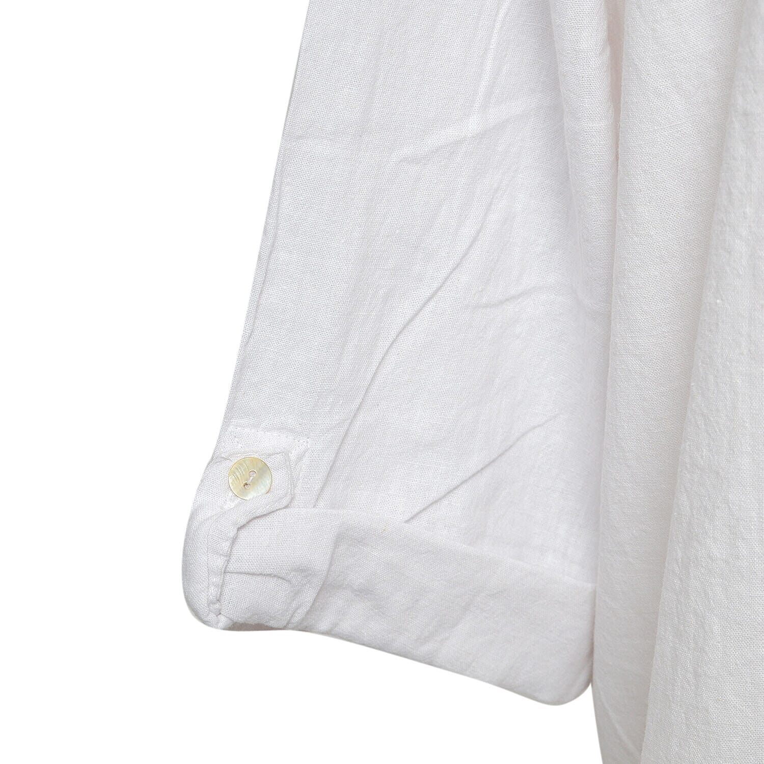 Tamsy Linen Blend Long Line Roll up Sleeve Blouse (Size L,16-18) - Red