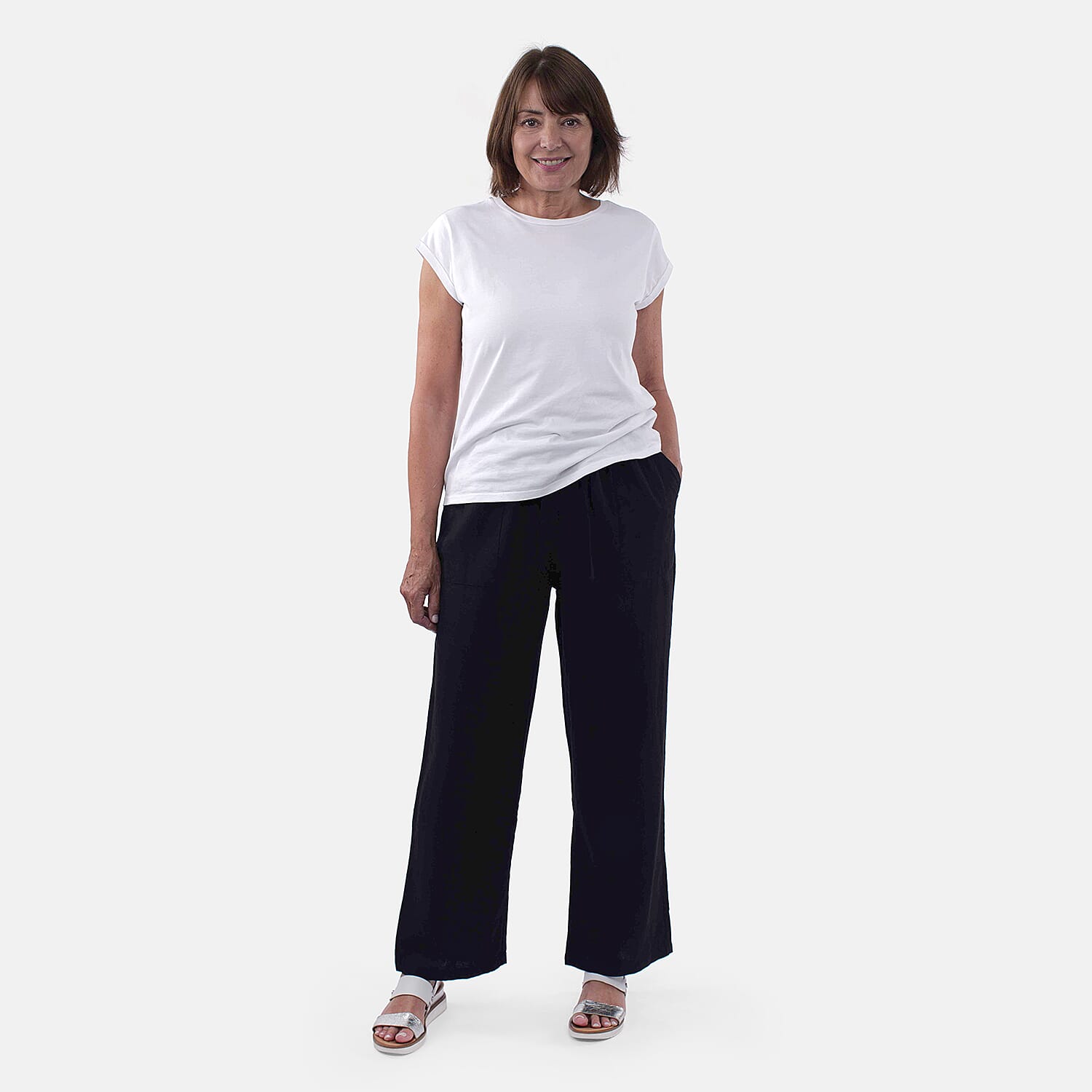 TAMSY Tapered Leg Drawstring Trouser - Black