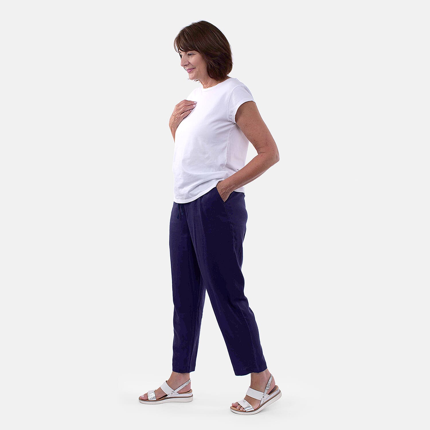 TAMSY Tapered Leg Drawstring Trouser - Black