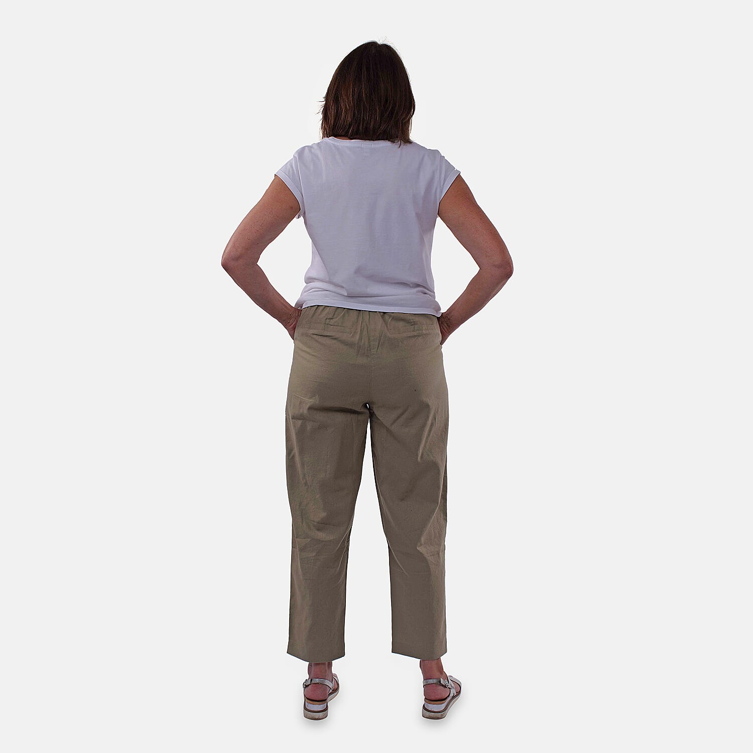 TAMSY Tapered Leg Drawstring Trouser (SizeXL,20-22) - Beige