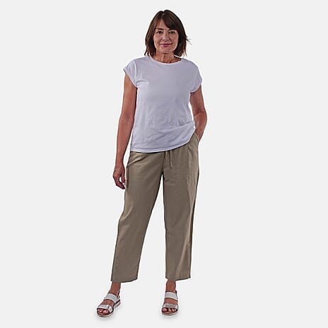 TAMSY Tapered Leg Drawstring Trouser (Size XXL,24-26) - Beige