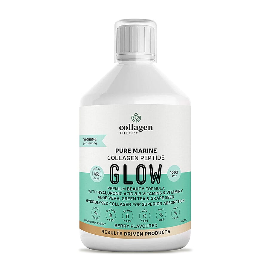Collagen Theory- Glow Liquid Marine Collagen (with Added Hyaluronic Acid, Vitamin C and B, Aloe Vera, Green Tea & Grape Seed) - 500ml