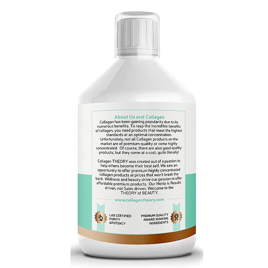 Collagen Theory- Glow Liquid Marine Collagen (with Added Hyaluronic Acid, Vitamin C and B, Aloe Vera, Green Tea & Grape Seed) - 500ml