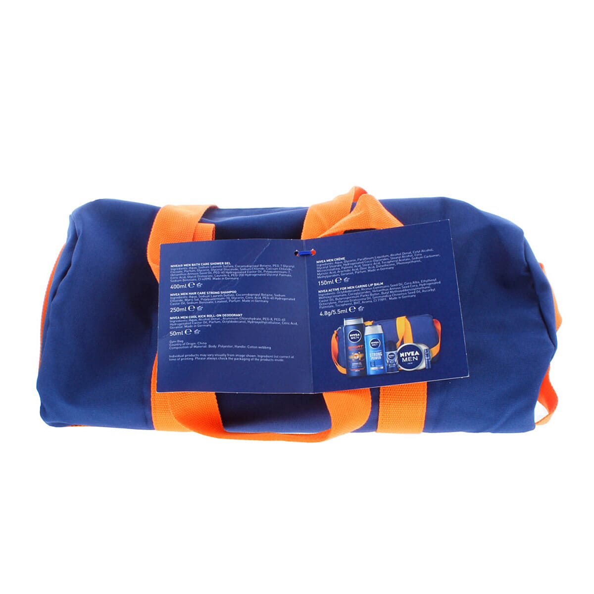 Nivea Men - 6 Piece Set (Incl. Sport Shower Gel - 400ml, String Shampoo - 250ml, Cool Kick Roll On - 50ml, Men Creme - 150ml, Lip Care Extra - 5.5ml & Gym Bag)