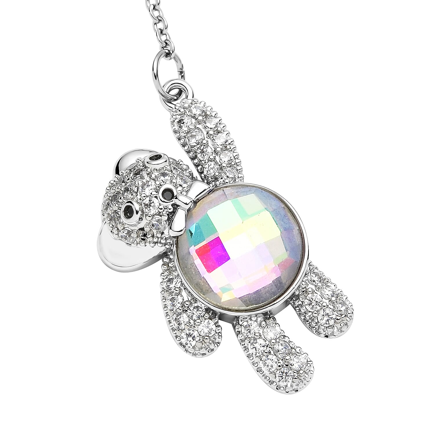Sterling Silver Heart Pentacle Pentagram Locket with Rainbow