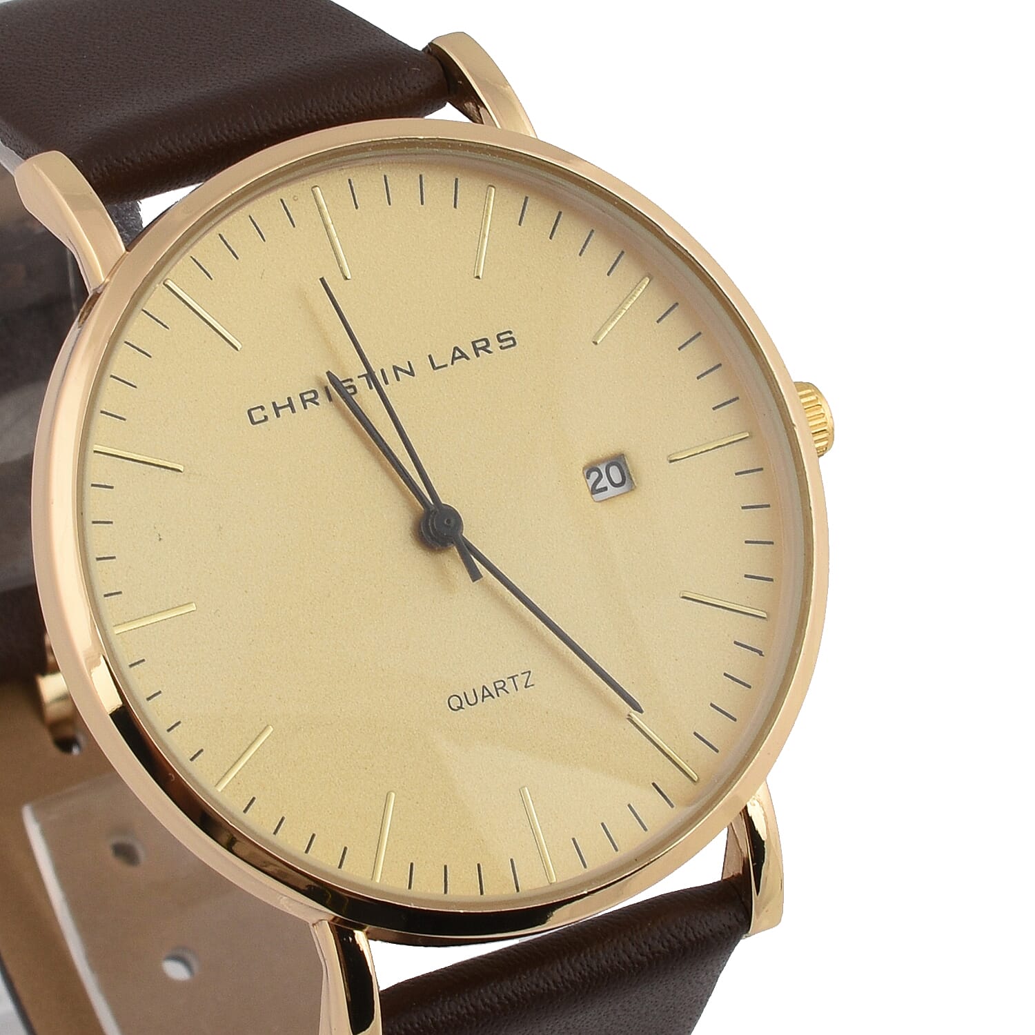 CHRISTIN LARS Quartz Movement Gold Dial Watch with Black Colour Mesh Bracelet