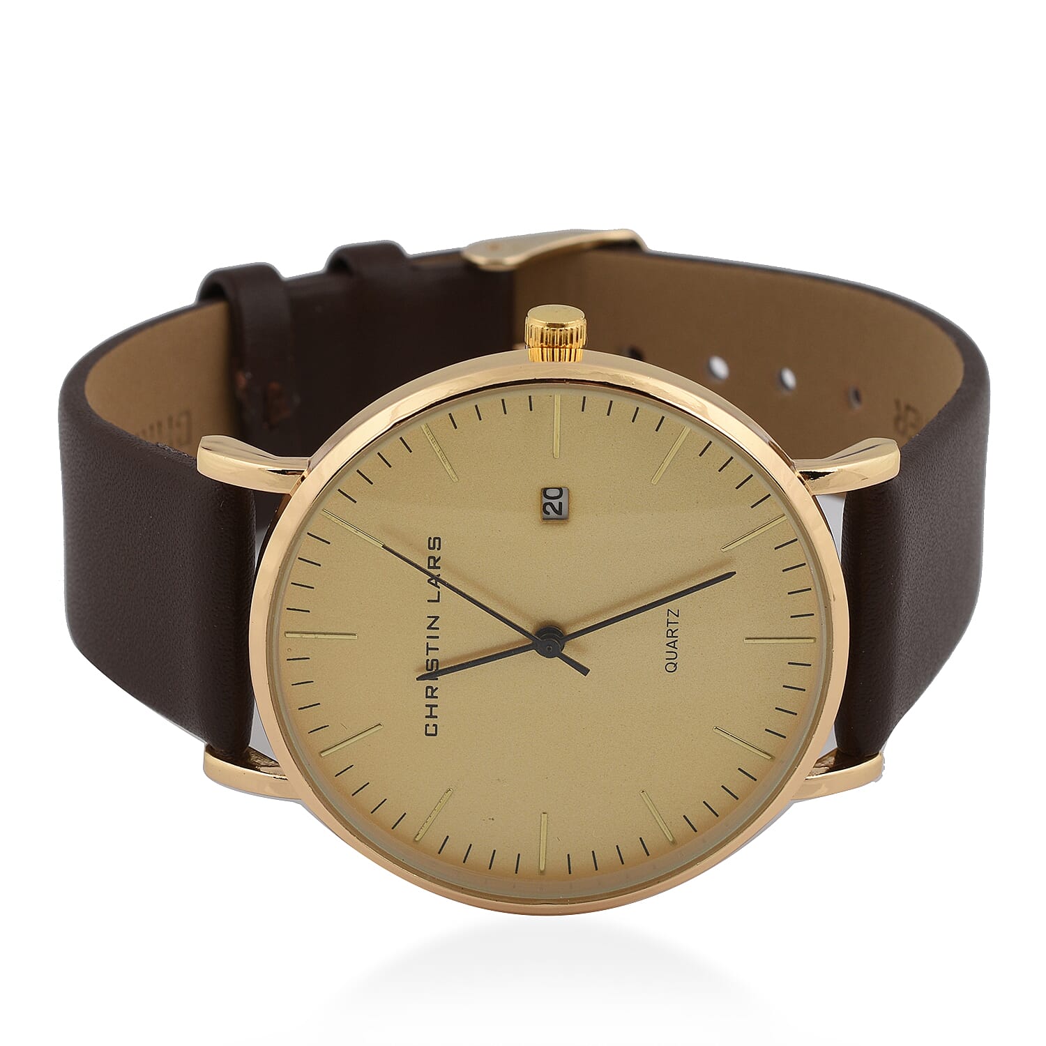 CHRISTIN LARS Quartz Movement Gold Dial Watch with Black Colour Mesh Bracelet