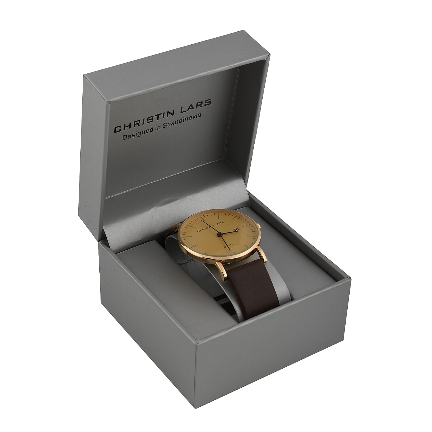 CHRISTIN LARS Quartz Movement Gold Dial Watch with Black Colour Mesh Bracelet