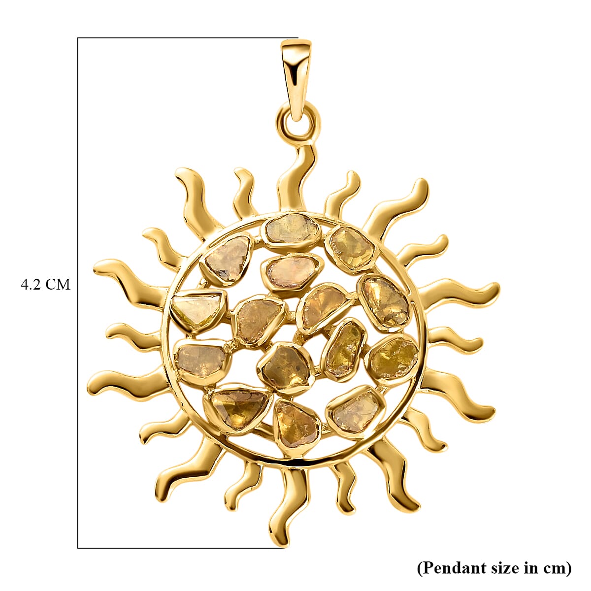 GP Celestial Dream Collection - Yellow Polki Diamond and Kanchanaburi Blue Sapphire Pendant in Yellow Gold Overlay Sterling Silver