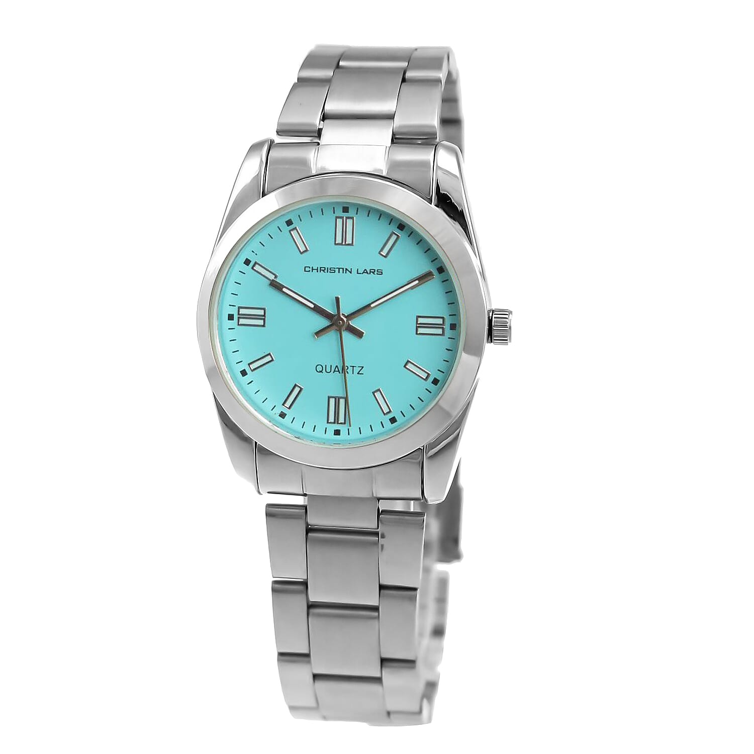 CHRISTIN LARS Quartz Movement Blue Dial Watch with Silver Colour Chain Strap