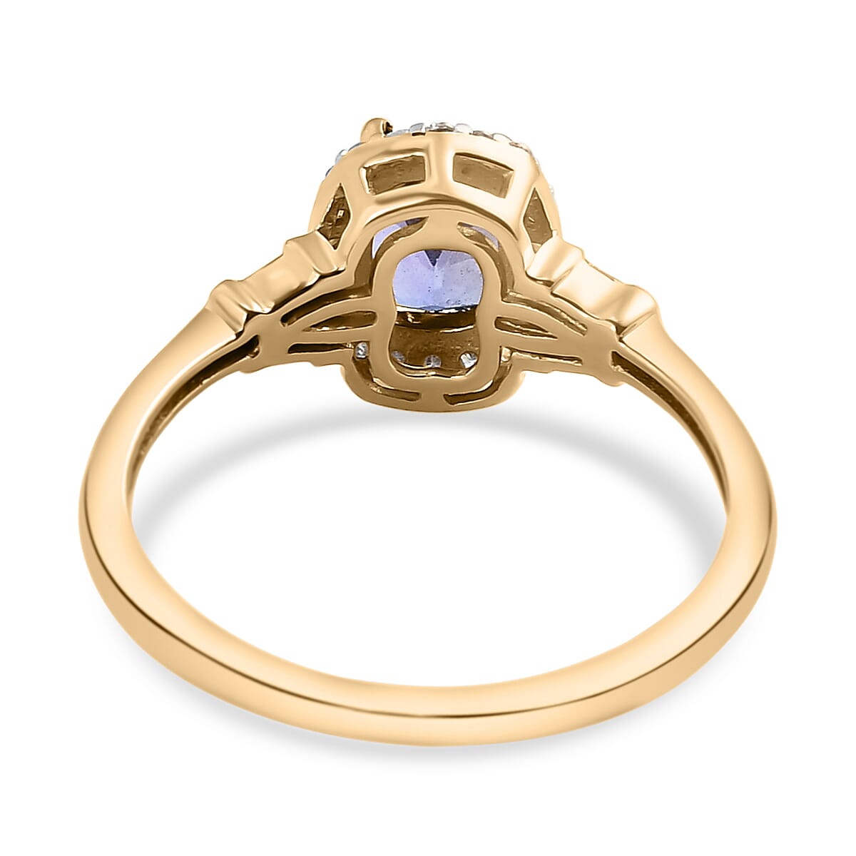 9K Yellow Gold AAA Tanzanite and Diamond Ring 1.15 Ct.