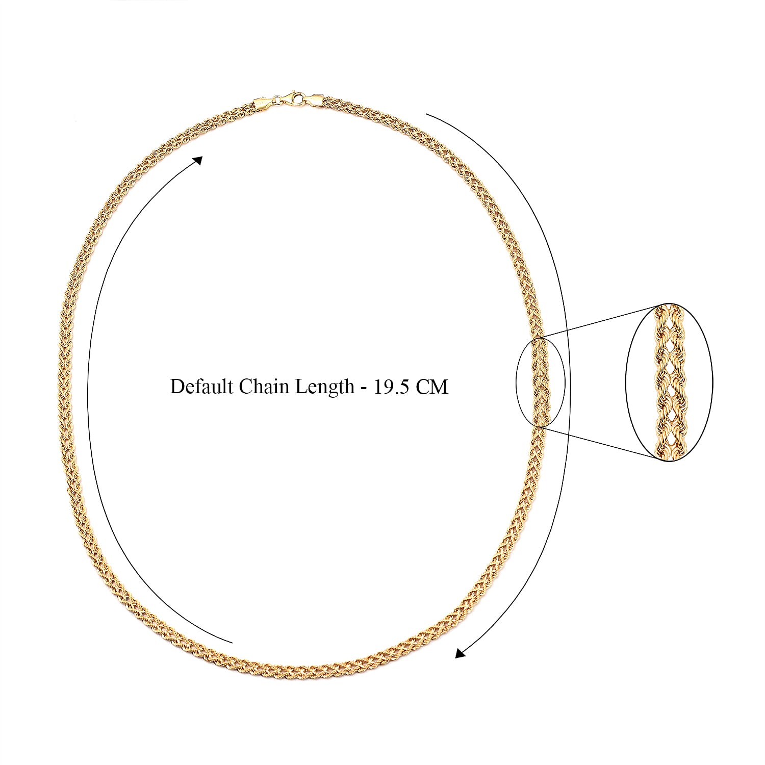 Maestro Collection Italian Made- 9K Yellow Gold Rope Necklace (Size-20), Gold Wt. 5.01 GM