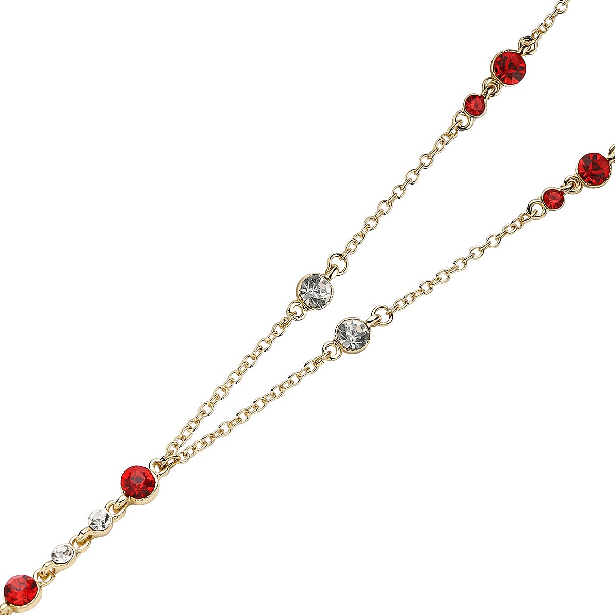 White and Red Austrian Crystal Easter Egg Necklace (Size - 23 With 2 Inch  Extender ) in Yellow Gold Tone