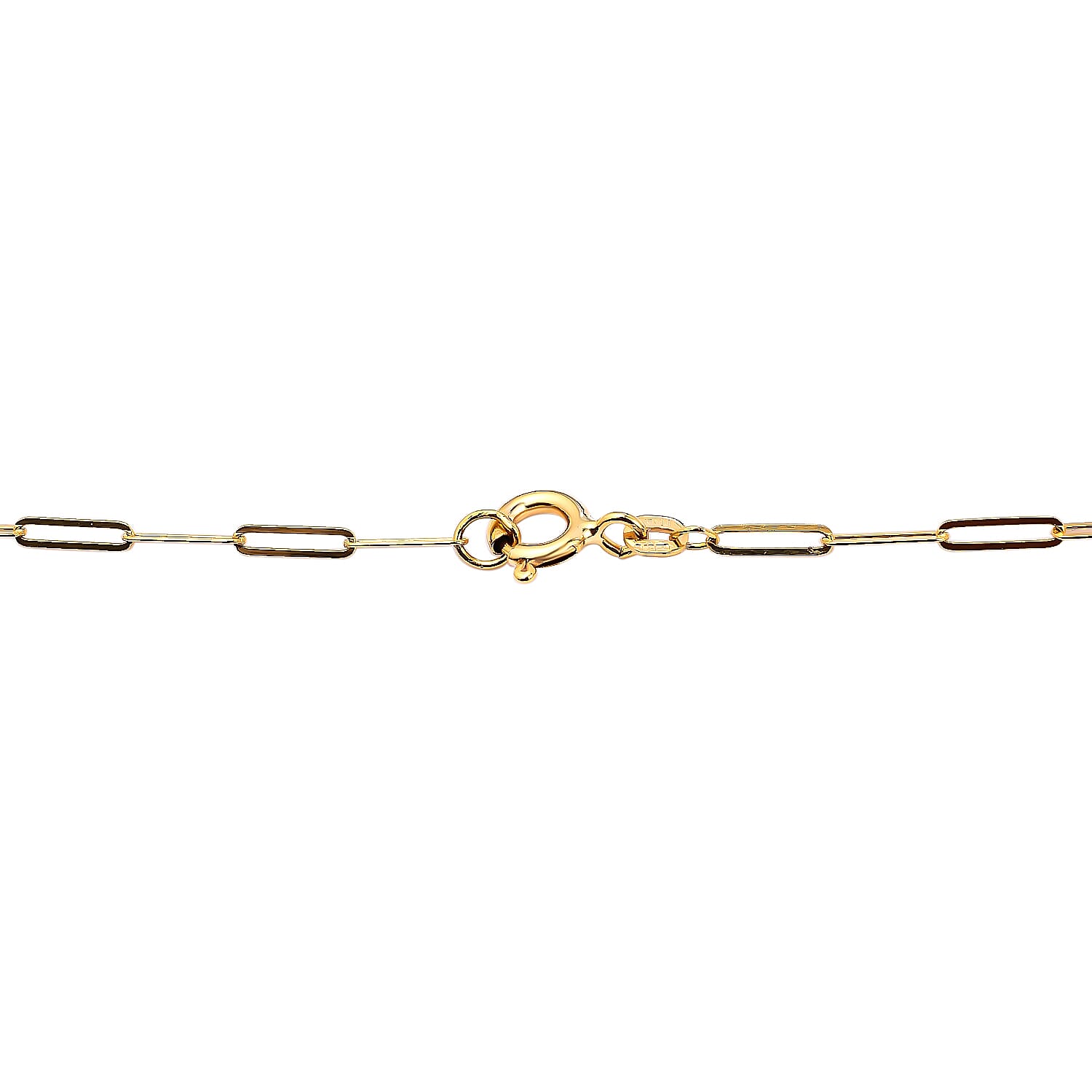 Maestro Collection - 9K Yellow Gold Heart Station Paperclip Necklace (Size - 18) With Spring Ring Clasp
