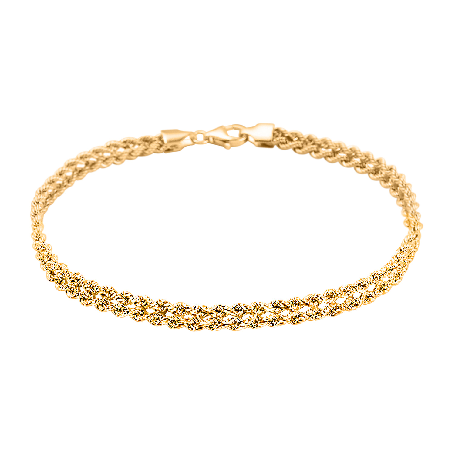 9K Yellow Gold Rope Bracelet Size 7.5 Inch With Lobster Clasp