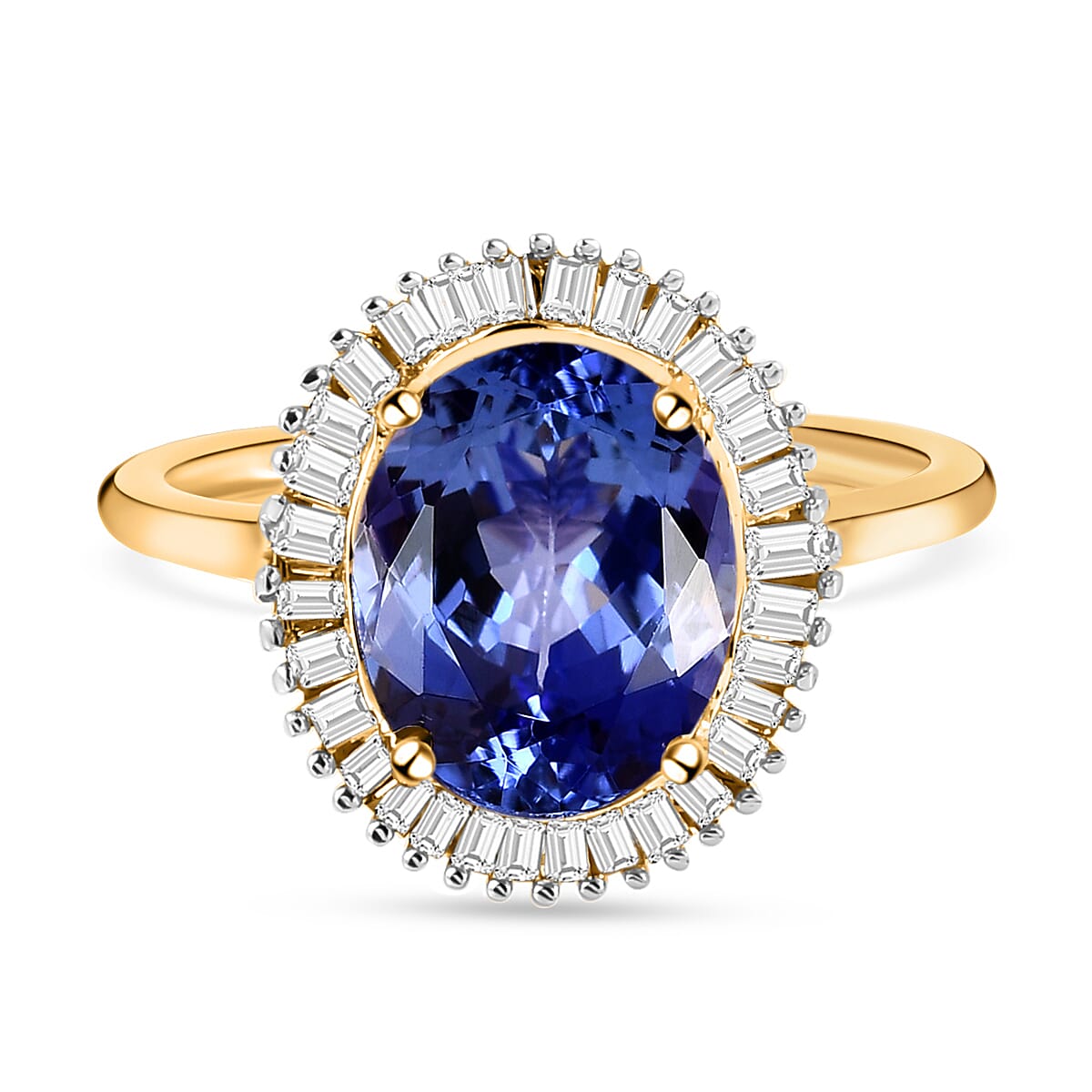 14K Yellow Gold Tanzanite and Diamond Ring 3.12 Ct.