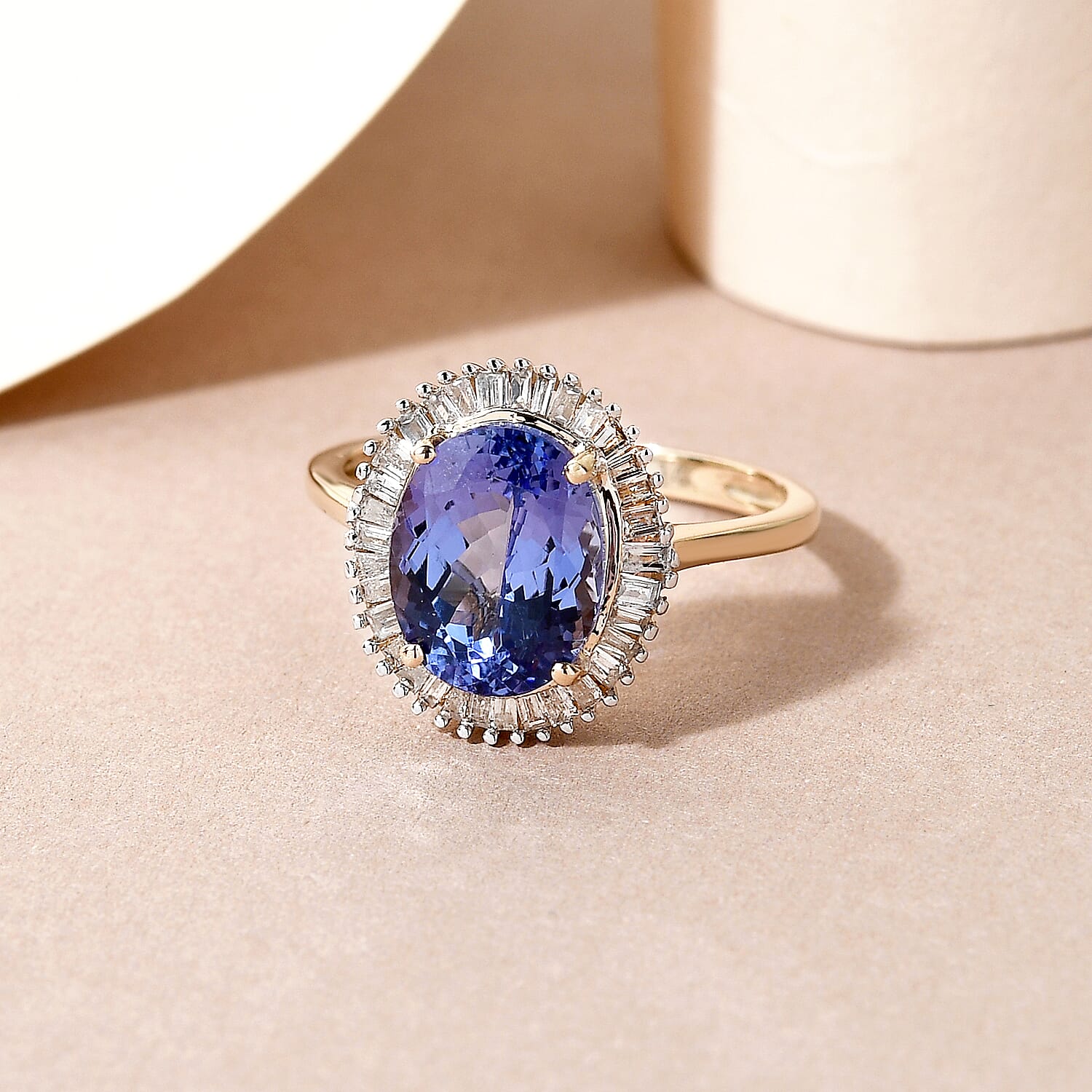 14K Yellow Gold Tanzanite and Diamond Ring 3.12 Ct.