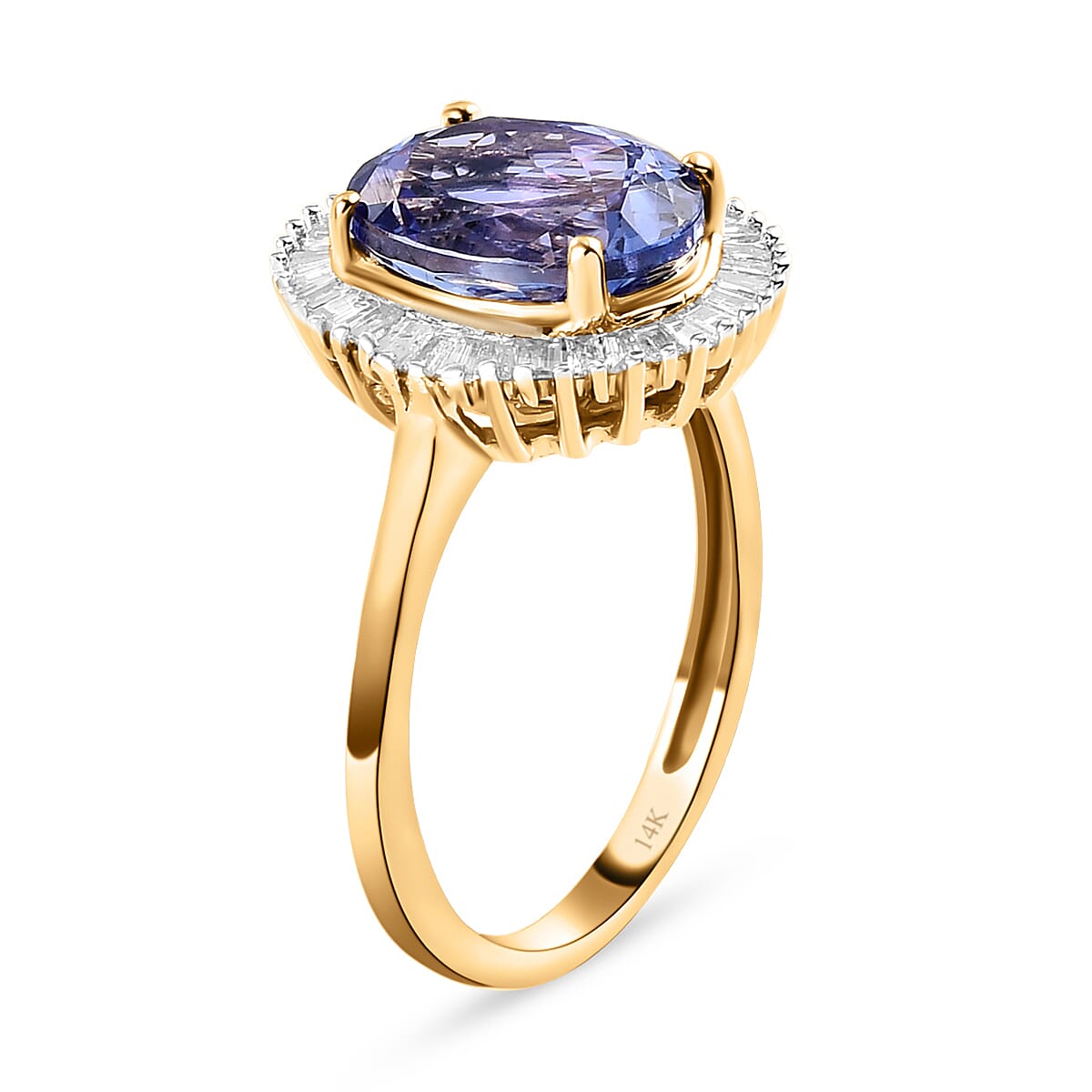 14K Yellow Gold Tanzanite and Diamond Ring 3.12 Ct.
