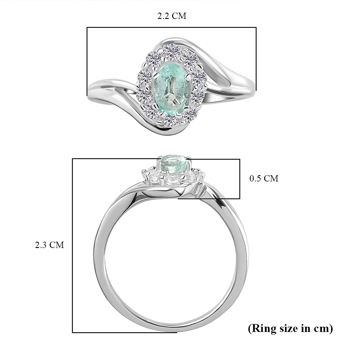 Boyaca Colombian Emerald and Natural Zircon Bypass Ring in Platinum Overlay Sterling Silver